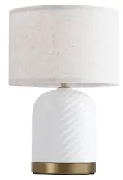 Engelch White Ceramic Lamp Modern Copper Bottom Table Lamp 60 Watts
