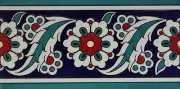 40 4"x8" (10cmx20cm) Turkish Iznik Daisy & Floral Pattern Ceramic Tile Border