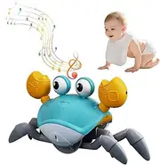 LAPOOH Crawling Crab Toy Baby Toys with Music & Light Tummy Time Toys Interactive Musical Toy for Toddlers Boys Girls Automatically Avoid Obstacles USB Rechargeable
