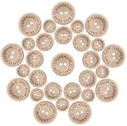 150pcs Wooden Handmade with Love Round Craft Decor 2 Holes Wooden Sewing Buttons (15-20-25mm)