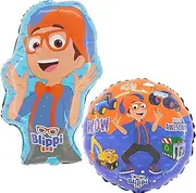 Toyland® 2 Pack Blippi Balloons - 18" Round Characters Balloon & Large 29" Blippi Shaped Balloon - Children's Party Decorations