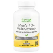 Super Nutrition, Organic Whole Food Men's 40+ Multivitamin with Organic Amla Extract, Organic Sunflower Extract, Organic Moringa Extract, and Organic Shiitake Extract , 60 Tablets