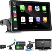 Wireless Carplay Touchscreen with 2.5K Dash Cam, 9" W/ 1080p Backup Camera
