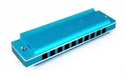Custom Harmonica Blue Aluminum - Key of C, Harmonica - Free US Shipping!
