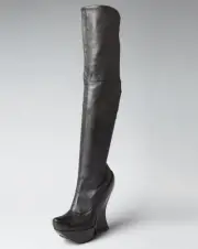 CELINE Black Leather Platform Wedge OTK Thigh Boots 36 or 37