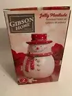 Christmas Cookie Jar Gibson Home Stoneware 2 Piece Set Holiday Jolly Snowman New
