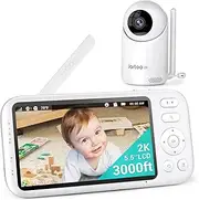 Jartoo 2K Video Baby Monitor Camera with 5.5" Full HD Screen, 2000ft Long Range Travel No Wifi Baby Monitor with Camera and Audio for Room, Portable, IR Night Vision, Two Way Talk, Cry Detect, 6000mAh