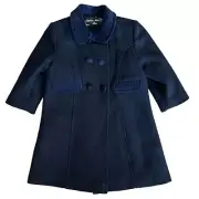 Vintage Stephanie Mathews Kids black 100% Merino Wool Coat SZ 2T-4T/4-6X New