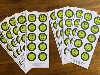 Mr. Yuk Stickers 100 Stickers (10 Sheets) Yuck Poison Control FREE SHIP LOWEST $