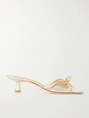 [Stuart Weitzman] Stuart Weitzman - Felicity Bow-detailed Metallic Leather Sandals - Gold - US11 US11 Gold