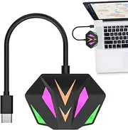 Type C Ethernet Adapter 100mbps, Fast Ethernet Adapter, Plug and Play Network Adapter, USB C Ethernet Adapters with RGB Lights 17cm for Working, Entertainment, White, Black Color