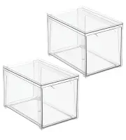 Plastic Stackable Bathroom Storage with Pull Out Bin 2 Pack - Clear (781)