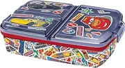 Cars Lunch Box for Children With 3 Compartments - Plastic With Clip Fasteners for Nursery, School and Leisure
