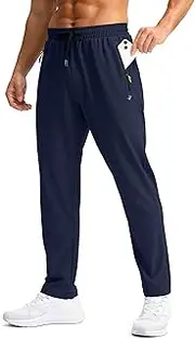 [Pudolla] Men's Lightweight Hiking Pants Quick-Dry Breathable Outdoor Sweatpants with Zipper Pockets for Casual Travel Athletic