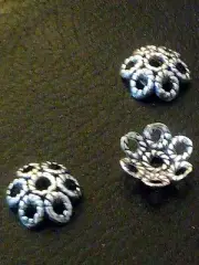 Bead Caps. Tibetan Silver Fancy Bead Caps.Lead & Cadmium Free.12x4.Hole-2mm