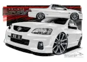 HOLDEN VE II SSV UTE HERON WHITE A2 FRAMED PRINT (HC464)