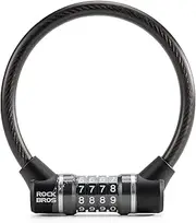 ROCKBROS Cable Lock Combination Bike Lock 4 Digit Mini Lock 11.4” Long Resettable Cable Lock Anti-Theft Accessories Black