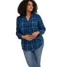 NEW Torrid Women's Lenny Button Front Top Plus Size 1 1X Teal Blue Popover
