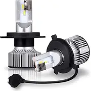 M's Basic by IPF Headlight LED Car H4 Hi Lo Switching, 4400 lm/3300lm, 6000K, White, 12V 24V, 2-Pack, Includes Driver Unit, Built-in Cooling Fan, Compact Size, AMZ-HL041