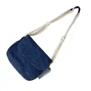 Roxy Purse Crossbody Blue Canvas Rope Strap NWT Beach Bag Nautical Summer Tote