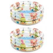 2x Intex Beach Buddies 3 Ring 61cm Inflatable Kids Swim Pool Water Bath Tub 1y+