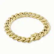 10K Yellow Gold Mens 13mm Wide Miami Cuban Link Chain Bracelet 7.5" 8" 8.5" 9"