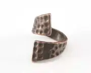 Wrap Ring Hammered Adjustable Ring Antique Copper Plated Brass 7US size 4701
