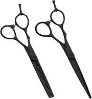 VICASKY 2PCS Professional Hairdressing Scissor Black Barber Shears for Thinning and Cutting for Salon and Home Use