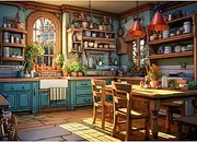 [Chalzidar] Jigsaw Puzzles for Adults 1000 Pieces, Interlock Perfectly Letter on Back No Dust, Home Decor Birthday Gift Toy for Men Women Elders Seniors, 1:1 Poster - Warm Kitchen