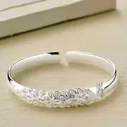 New 925 sterling silver elegant Peacock opening screen bracelet Bangles for w...