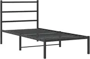 vidaXL Single Bed Base with Headboard - Black Metal Structure - 90x190 cm - Under-Bed Storage, Breathable Support, Ready to Assemble