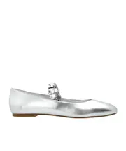 Casadei Crystal-Embellished Ballet Flat Shoes 37.5,37,38,39,41 White