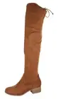 Soda Women Over Knee Thigh High Boots Zipper Block Heels Back Lace Up Brown YAH