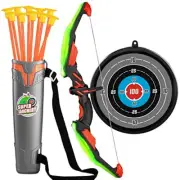 Kids Bow and Arrow Set - LED Light Up Archery Toy Set with 10 Suction Green