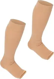 HAMPPLIES 1Pair Calf Compression Sleeves for Women Breathable and Comfortable Knee High Support Socks Elastic Compression Stockings for Muscle and Fatigue Relief Open Toe Design
