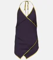 [Dries Van Noten] Dries Van Noten Crêpe satin wrap top AU 10 purple