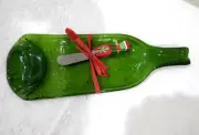 Melted Green Flat Wine Glass Bottle Spoon Utensil Rest and cheese spreader