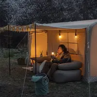 在飛比找樂天市場購物網優惠-帳篷 定復古房型棉布帳篷戶外營一室一廳帳篷速開充氣野營帳篷