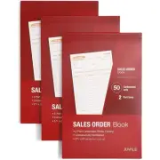 Pack of 3 Sales Order Book, 50-Set Carbonless Invoice per Book, 2 Part Form