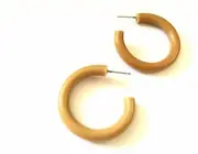Camel Beige Large Lucite Tube Hoop Earrings