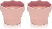 2Pcs Collapsible Paint Brush Washer, Portable Silicone Washing Bucket Brush Holder Cleaner Painting Water Cup for Watercolor Oil Painting(Pink)