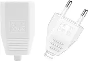 Powice Pack of 2 Euro Plug Flat, Euro Plug Flat, Euro Coupling, Plug 250 V, 2.5 A Plug 2 Pin, Euro Female Flat, European Flat Plug, Power Plug, Schuko Plug European Plug (White)