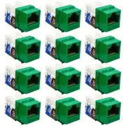 12 Pcs Cat6 RJ45 Network LAN Ethernet Keystone Jack 110 Punch Down Snap In Green