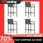 bar stool set grey outdoor indoor rattan comfortable 4 pcs size 52x56 3456