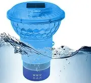 Pool Chlorine Float, Solar Spa Chlorine Dispenser Remote Control, Adjustable Release Chlorinator with Colorful Lights for Indoor & Outdoor Swimming Pool Hot Tub