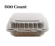 [ 600 Pack ] 3 Compartment Clam Shell Take Out Food Container 9 inch