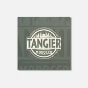 Tangier Morocco Skyline 4'' X 4'' Square Wooden Coaster