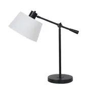 Metal Adjustable Table Lamp with White Linen Fabric Shade