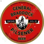 General Braddock Pilsener Beer 11.75" Round Metal Sign