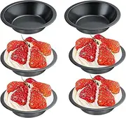 DZGUAI 5 Inch Mini Pie Pans, 6 Pack Reusable Round Pie Tins Nonstick Pie Plate Small Cake Baking Set for Baking Pot Pies Cakes Quiches Tarts Desserts,Black